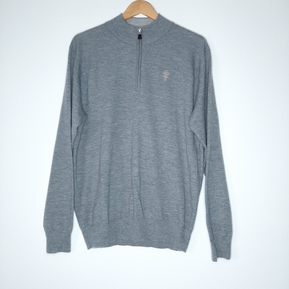 Peter Millar Crown Comfort Classic Fit Quarter Zip Gray Cashmere Sweater XL